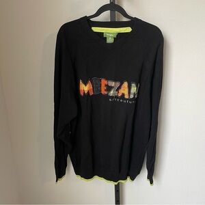 Meezan Art Couture Patchwork Branded Crew Neck Sweater Size XL